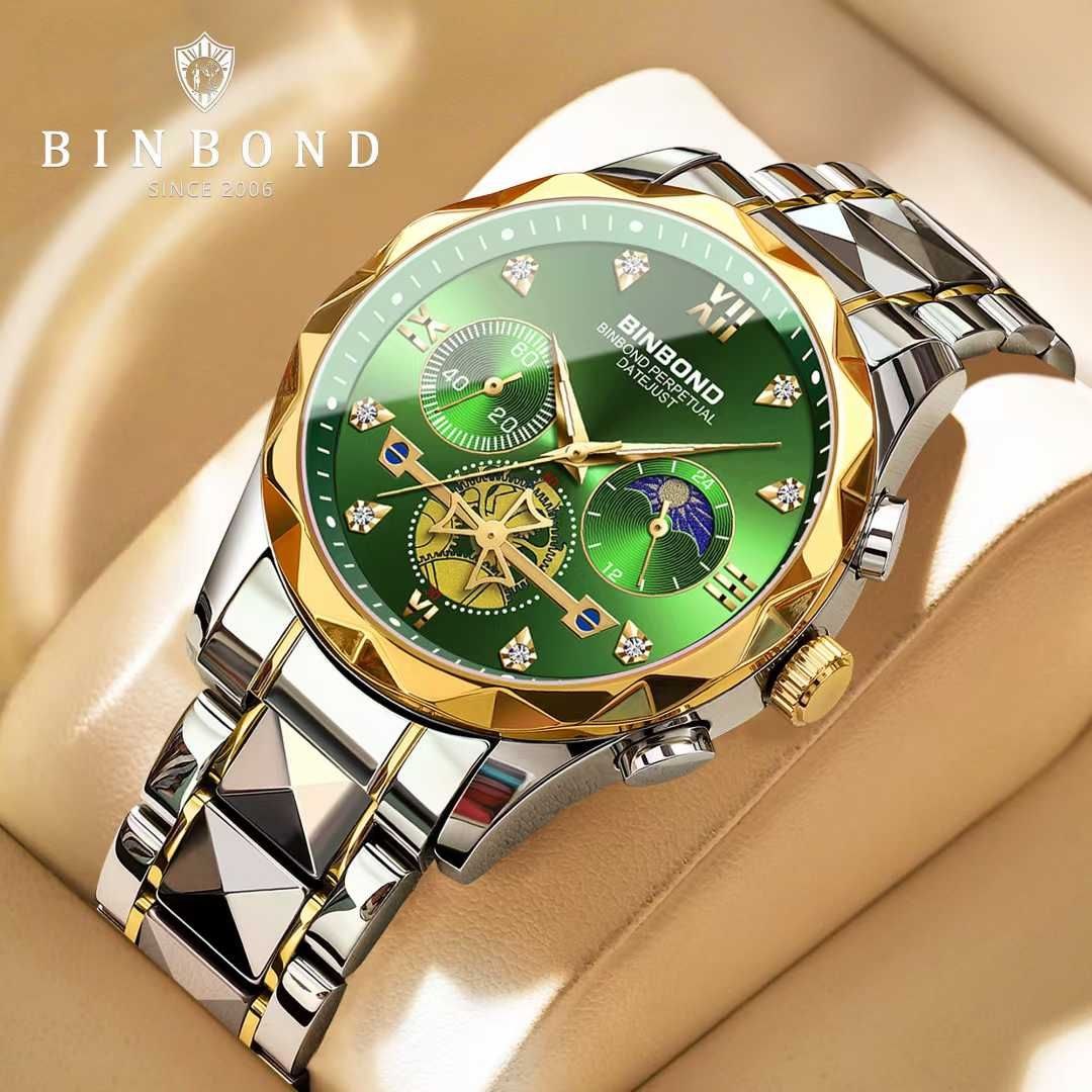 ⌚️بین باند مدلی نو     مردونه پرطرفدار  مقاوم دربرابر آب برندشرکتی  نمایش مون استار  شب نما کرنوگراف  دارای روز شمار  ایام هفته  بند استیل فولاد شیشه سافایر  قفل دو پروانه  موتور کوارتز