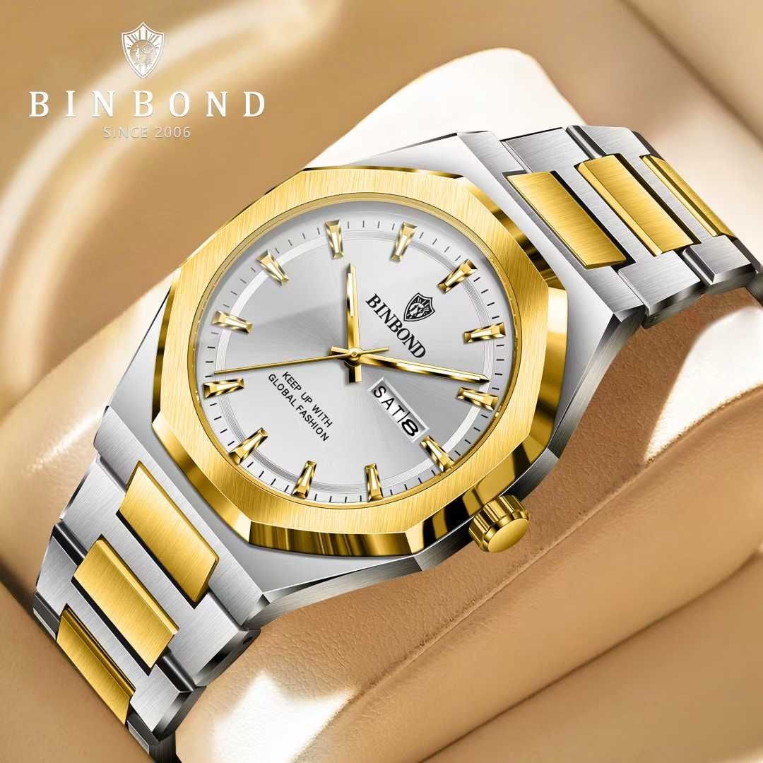 ⌚️بین باند مدلی نو  مناسب آقایان   مقاوم دربرابر آب برندشرکتی اوریجینال  کارت گارانتی  دارای روز شمار  ایام هفته  بند استیل فولاد شیشه سافایر  شب نما قفل دو پروانه  موتور کوارتز
