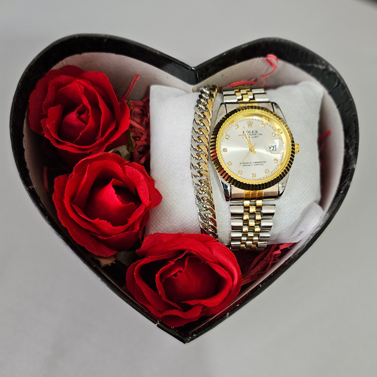 باکس مردانه دارای ساعت ودستبند و گل