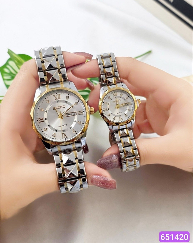 ست ساعت سیکو ♦️دو تاریخه ♦️شیشه تراش ♦️قفل پروانه ای ♦️خاص ♦️با کیفیت