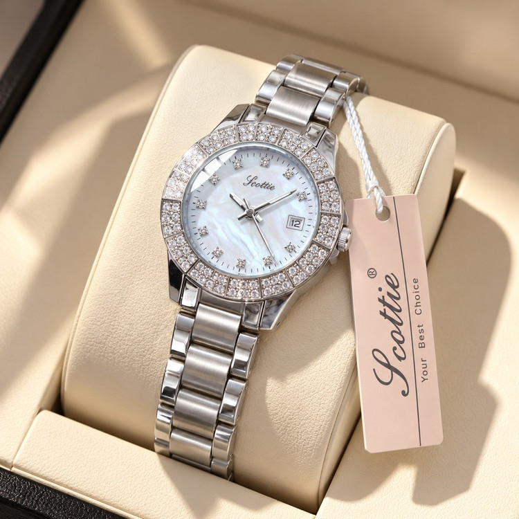 scottie watch 💎 ظرافتی که ماندگار میمونه مستر کوالیتی⚡️ اسکاتی زنونه برند شرکتی گرید تری ای پلاس شیشه سافایر معدنی تراش قفل پروانه ای استیل موتورشرکتی ژاپنی بند استیل فولادی آنتی الرژی
