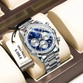 POEDAGAR Original watch 《highe quality》 🔥پوداگار مدلی نو کرنوگراف رفرانس 921B دارای روز شمار نمایش مون استار عقربه شب نما برند اورجینال شرکتی بند استیل ضدآب تا عمق بالا رنگ ثابت قفل دو پروانه موتور کوارتز