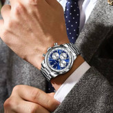POEDAGAR Original watch 《highe quality》 🔥پوداگار مدلی نو کرنوگراف رفرانس 921B دارای روز شمار نمایش مون استار عقربه شب نما برند اورجینال شرکتی بند استیل ضدآب تا عمق بالا رنگ ثابت قفل دو پروانه موتور کوارتز