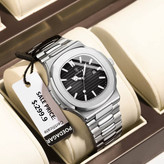 POEDAGAR New collection ✨️ Original watch 《highe quality》 🔥پوداگار مربعی خاص برند شرکتی شب نما بند استیل مقاوم دربرابر آب شیشه معدنی رنگ ثابت قفل سگک دوپروانه ای موتور کوارتز