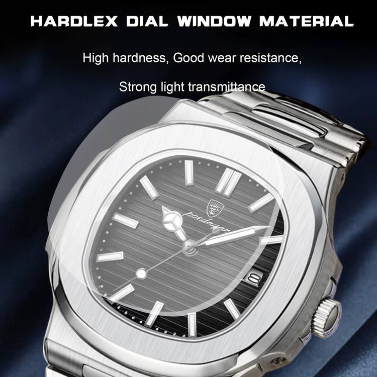 POEDAGAR New collection ✨️ Original watch 《highe quality》 🔥پوداگار مربعی خاص برند شرکتی شب نما بند استیل مقاوم دربرابر آب شیشه معدنی رنگ ثابت قفل سگک دوپروانه ای موتور کوارتز