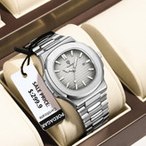 POEDAGAR New collection ✨️ Original watch 《highe quality》 🔥پوداگار مربعی خاص برند شرکتی شب نما بند استیل مقاوم دربرابر آب شیشه معدنی رنگ ثابت قفل سگک دوپروانه ای موتور کوارتز