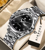 ☑️BIN BOND New collection 😍 《highe quality》 Original watch ⌚️بین باند مدلی نو ✨شارژجدید _در شش رنگ مقاوم دربرابر آب برندشرکتی شب نما دارای روز شمار ایام هفته بند استیل فولاد قفل دو پروانه موتور کوارتز