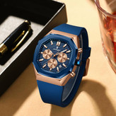 poedagar New collection ✨️ Original watch 《highe quality》 🔥پوداگار مقاوم دربرابر آب🏊♂💦 رفرانس P893 سه موتور فعال دارای روز شمار صفحه شب نما برند شرکتی بند رابر ضدآب شیشه معدنی رنگ ثابت قفل کمربندی موتور کوارتز