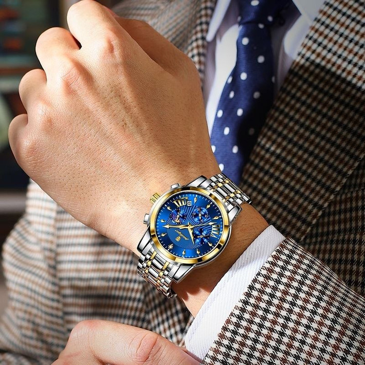 🔘 POEDAGAR 2026 Original watch 《highe quality》 🔥پوداگار مدلی نو کرنوگراف رفرانس 813B دارای روز شمار نمایش مون استار عقربه شب نما برند اورجینال شرکتی بند استیل ضدآب تا عمق بالا رنگ ثابت قفل دو پروانه موتور کوارتز
