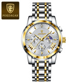 🔘 POEDAGAR 2026 Original watch 《highe quality》 🔥پوداگار مدلی نو کرنوگراف رفرانس 813B دارای روز شمار نمایش مون استار عقربه شب نما برند اورجینال شرکتی بند استیل ضدآب تا عمق بالا رنگ ثابت قفل دو پروانه موتور کوارتز
