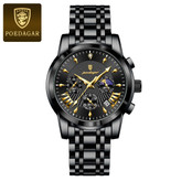 🔘 POEDAGAR 2026 Original watch 《highe quality》 🔥پوداگار مدلی نو کرنوگراف رفرانس 813B دارای روز شمار نمایش مون استار عقربه شب نما برند اورجینال شرکتی بند استیل ضدآب تا عمق بالا رنگ ثابت قفل دو پروانه موتور کوارتز
